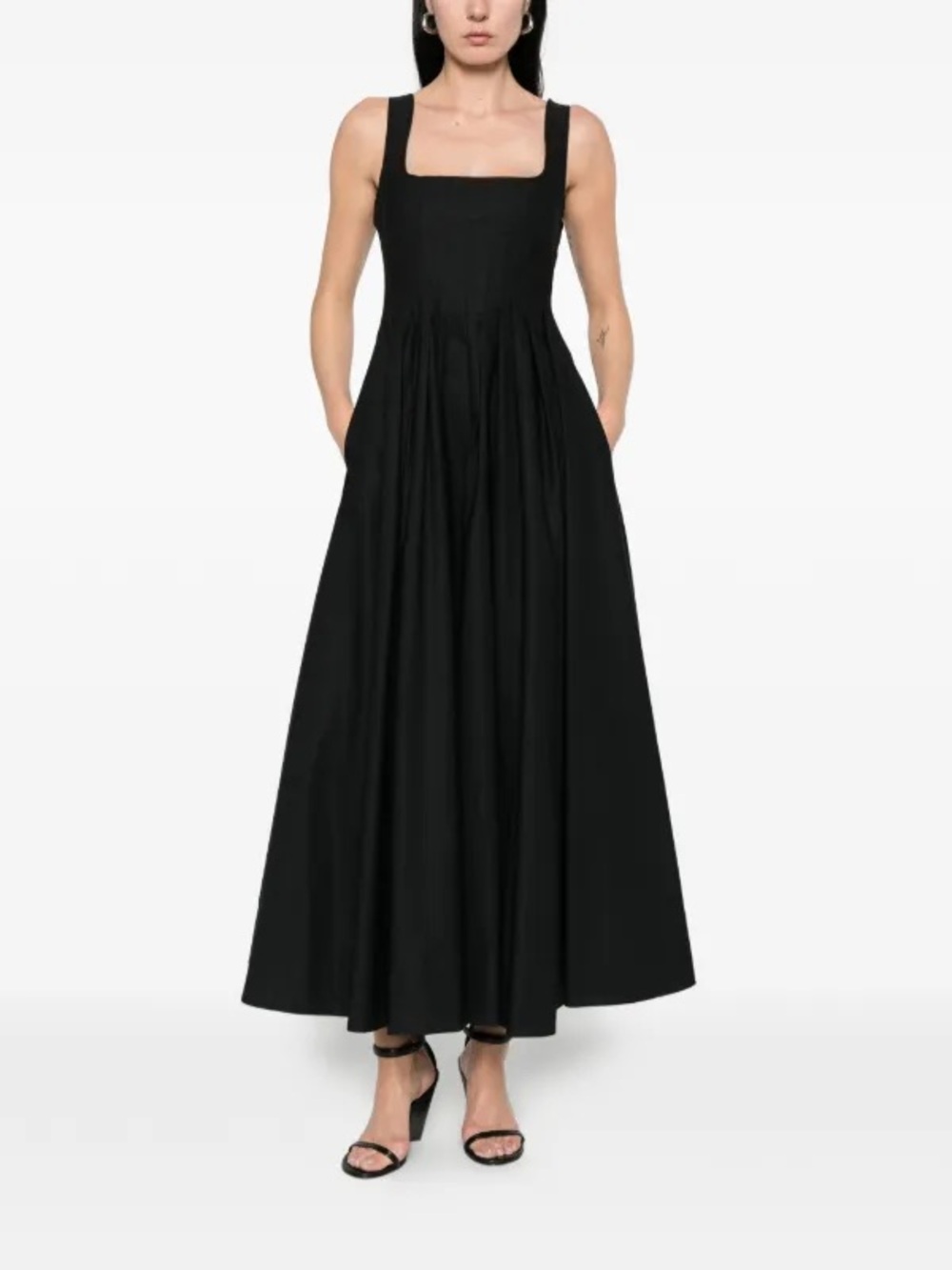 Sportmax Black Square-Neck Midi Dress